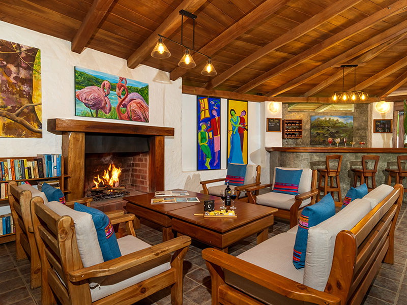 Fireside Lounge at Enchanted Galapagos Lodge on Santa Cruz Island, Galapagos, Ecuador