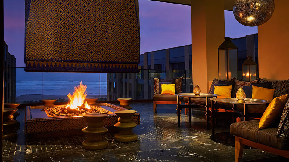 Mint's Outdoor fireplace at the Four Seasons Hotel Casablanca, Casablanca, Morocco
