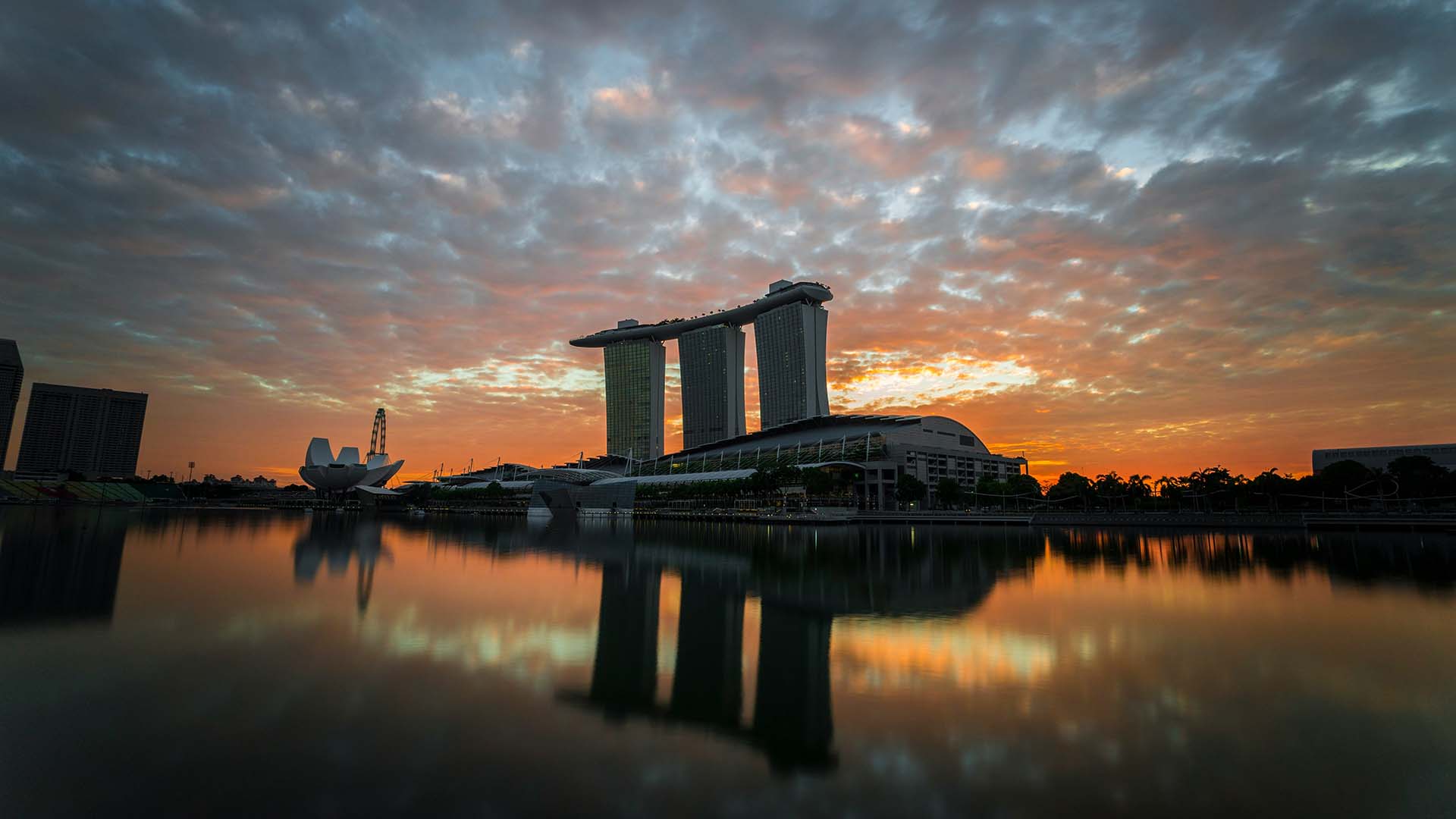 A beautiful sunrise over Marina Bay Sands, Singapore